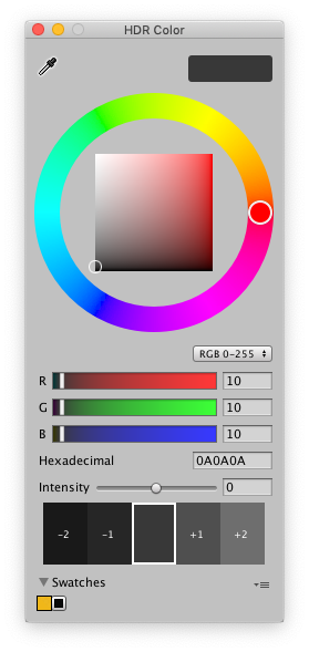 A material with an orange emission color, and an emission brightness of 0.5