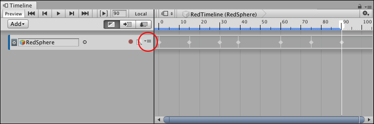 The Track menu (circled) converts an Infinite clip to an Animation clip.