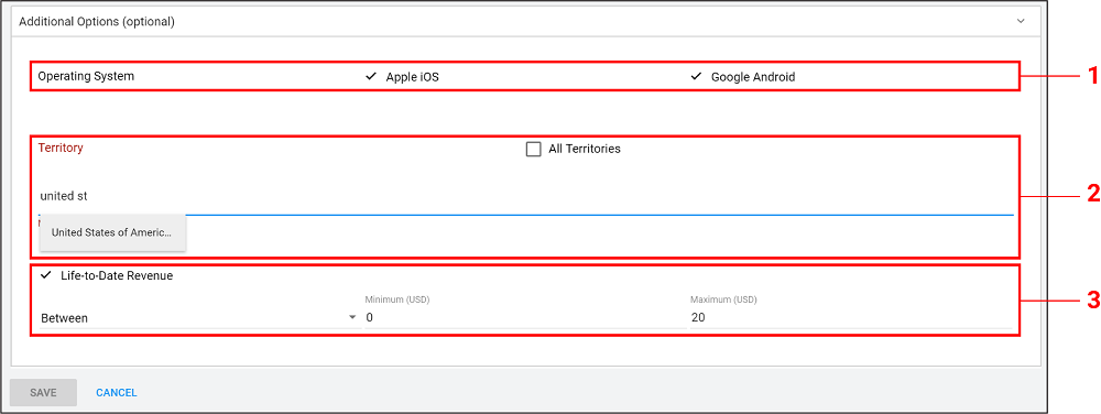 Selección de criterios comerciales específicos para Promociones en el Developer Dashboard (Panel de Desarrolladores)