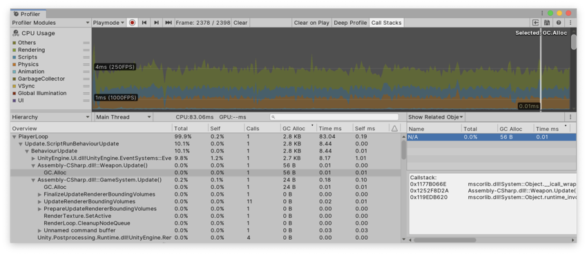 CPU Usage Profiler module - Unity Manual