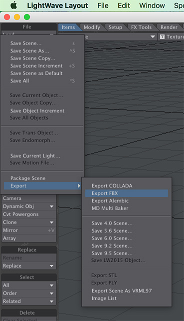 unity how to export fbx