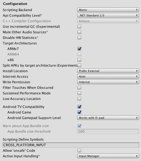 Android Player Settings Unity Manual