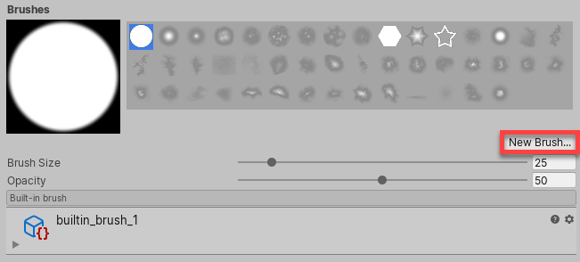 New Brush button in the Terrain Inspector
