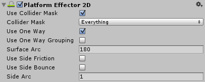 El Inspector del Platform Effector 2D