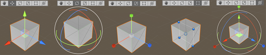 The Move, Rotate, Scale, Rect Transform and Transform Gizmos