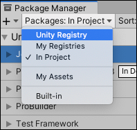 Change the scope to Unity Registry