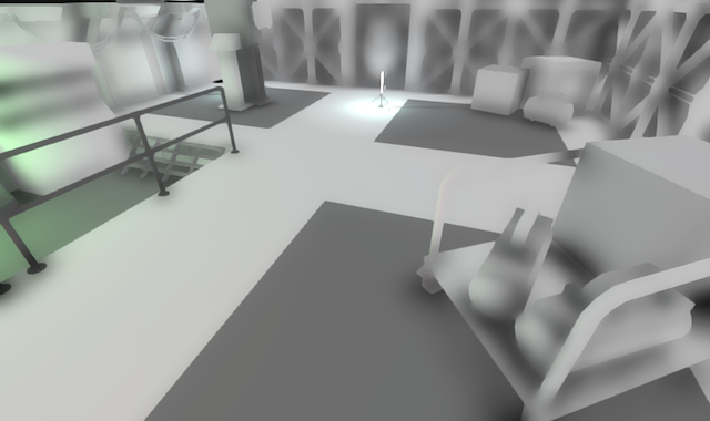 With added ambient occlusion, the resulting shading makes objects visible.