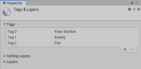 The Inspector window displaying the Tags & Layers Project Settings panel