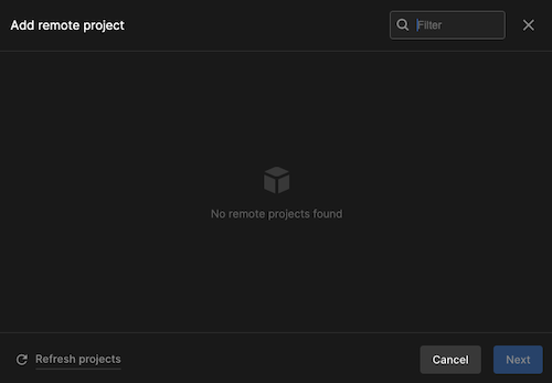 The Add a remote project window