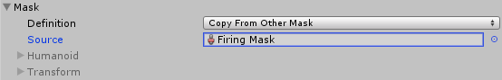Copy From Other option を選択し、マスクアセットが割り当てられています