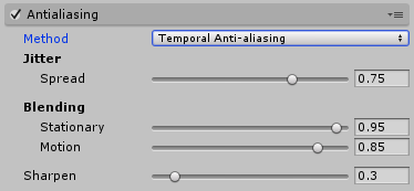 TAA が選択されている場合の Anti-aliasing エフェクトの UI