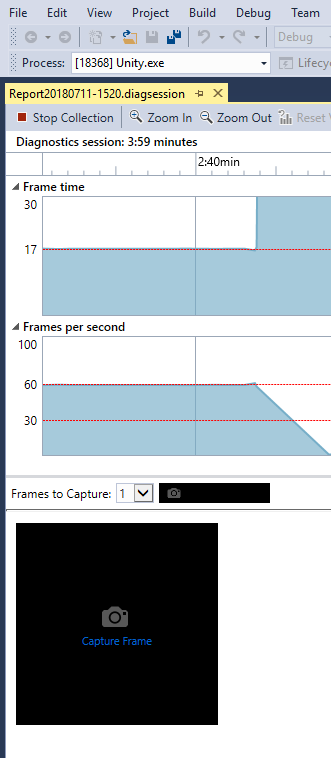 Visual Studioインターフェースの Capture Frame