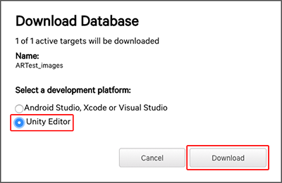 Downloading Database で Unity パッケージのダウンロード