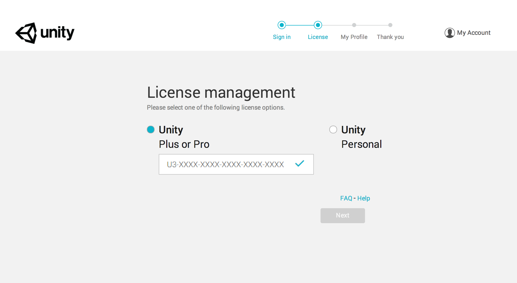 License management windowウィンドウ