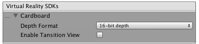 VR SDK リストの Cardboard 特有の設定