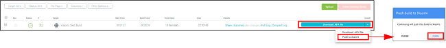 設定したビルドを Unity Developer Dashboard を通して Xiaomi の Developer Portal にプッシュ