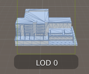 図 1: LOD 0 のカメラは、メッシュ内に多数の小さな三角形を表示します