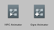 アイコンの比較: Animator Controller（左）と Animator Override Controller（右）