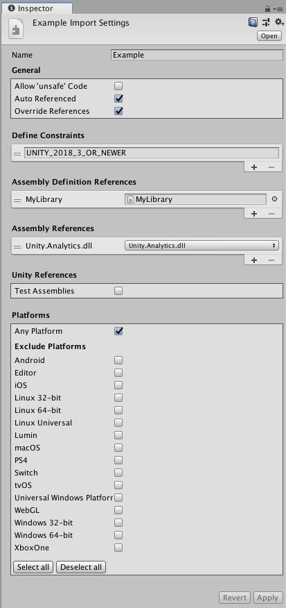 Assembly Definition Inspector