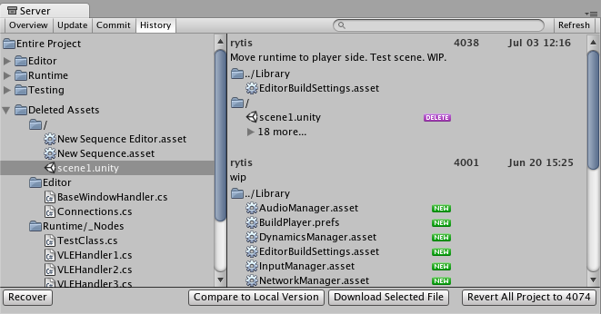 Asset Server チームライセンス Unity マニュアル