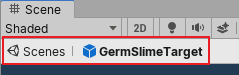 The breadcrumb bar at the top of the Scene view, visible when in Prefab Mode