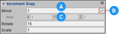 Grid and Snap ウィンドウの Increment Snap セクション