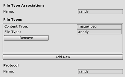 File Type Associations セクション