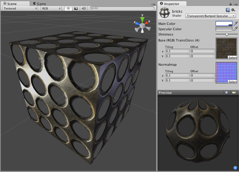 透明バンプ鏡面 Unity マニュアル