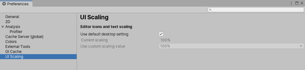 Preferences ウィンドウの UI Scaling スコープ