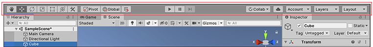 The Toolbar appears at the top of the Editor