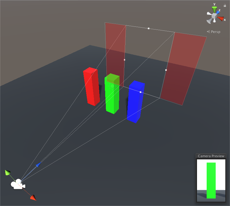 Gate Fit を Vertical に設定: 解像度ゲートのアスペクト比は 0.66:1 (600 x 900 ピクセル) です。フィルムゲートのアスペクト比は 1.37:1 (16mm) です。赤い領域は、Unity がゲームビューでトリミングする部分を示しています。