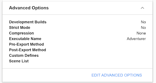 Advanced Options 画面