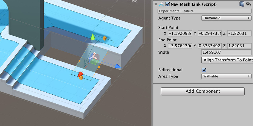 インスペクターウィンドウの NavMesh Modifier Link コンポーネント