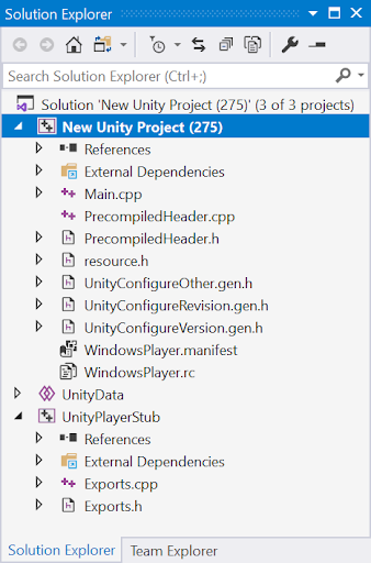 Visual Studio ソリューションを表示するファイルエクスプローラーウィンドウ