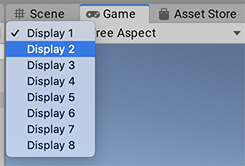 ゲームビュー の左上の Display ドロップダウン