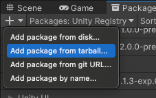 .tgz ファイルからパッケージを追加するボタン
