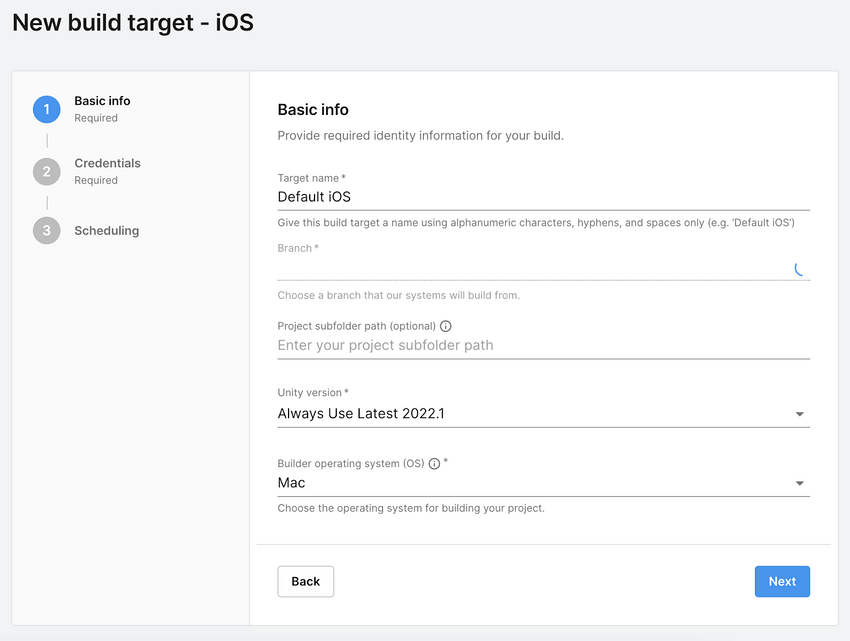 Quick target setup flow for iOS​