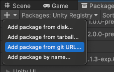 git URL からパッケージを加えるボタン