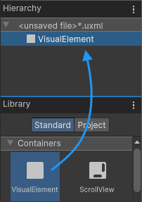 Library からドラッグして新しい要素を作成