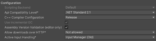 Configuration settings for the Web platform