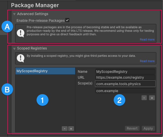 Package Manager のプロパティ