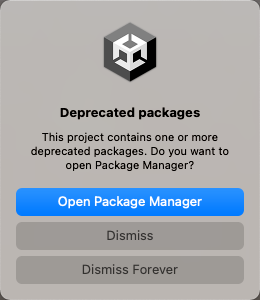 Dialog for deprecated packages