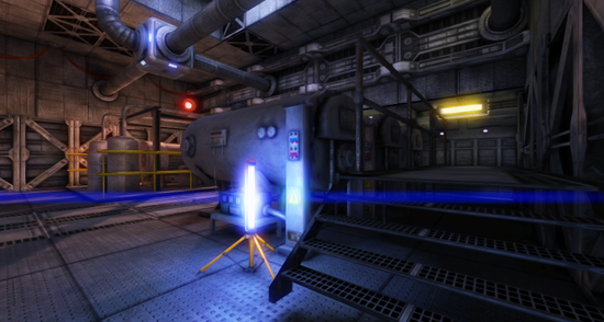 <span class="doc-keyword">Bloom</span> エフェクトによって作成された<span class="doc-prop">Anamorphic Lens Flares</span>の例
