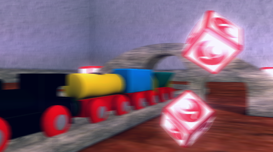 <span class="doc-prop">Camera Motion</span>テクニックを使用した例。ブラーが,画面全体に均一であることに注意してください。