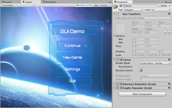 Screen Space - OverlayでのUI