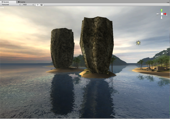 反射するデイライト ウォータ (Unity Pro)