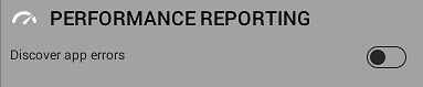 図 B: Performance Reporting のオン/オフのスイッチ