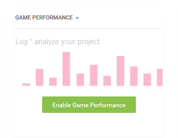 図 A: Unity Cloud Developer Dashboard の Game Performance オプション