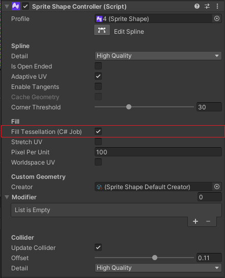 Fill Tessellation C Job 2D SpriteShape 10 0 0 pre 1