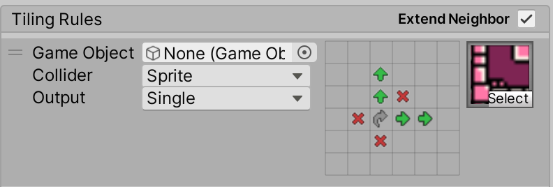 Output が Animation に設定されている Rule タイル